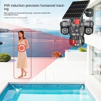 Caméra de surveillance solaire à triple objectif 360 degrés avec connectivité 4G LTE et surveillance à distance HD pour ferme, verger et maison