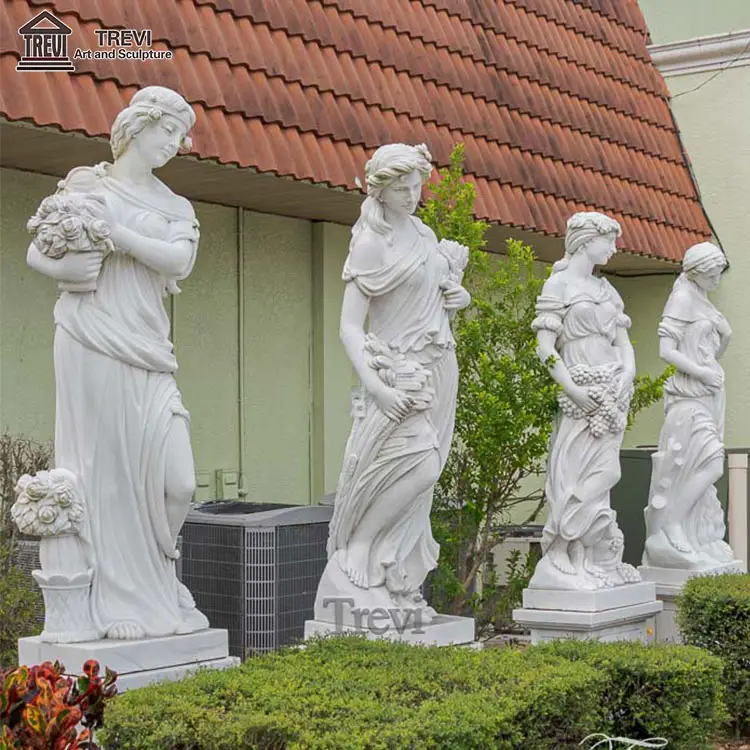 Hand geschnitzte lebensgroße Marmorstatuen Vier-Jahreszeiten-Statue Marmor zum Verkauf