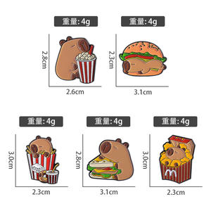 Spilla a tema cibo creativo capibara spilla animale cartone animato spille in metallo distintivo accessori regalo all'ingrosso - Product Image 6