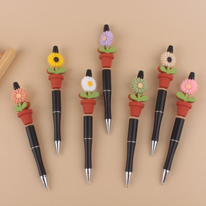 Pot de fleurs en silicone DIY créatif fait main motif dessin animé, colle pour implants dentaires, stylo d'écriture en plastique coloré - Product Image 2