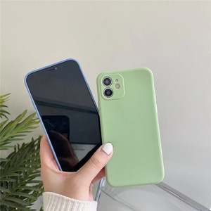 Funda de silicona para teléfono móvil iPhone, carcasa de Color sólido con borde recto cuadrado en blanco, <span class=keywords><strong>2021</strong></span>, muestra gratis, para iPhone 11, 12 Pro Max, S21, S21 + - Product Image 5