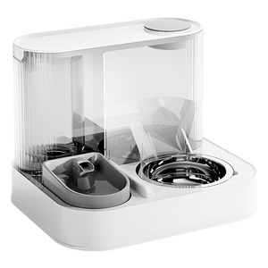 2-em 1 4L cão e gato alimentador automático durável PP dispensador de água com comida integrada & água tigela padrão sólido encaixotado