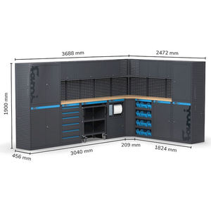 Fami Garage 391 G12 3688x2472mm <b>workshop</b> furniture with 5 cabinets, trolley, <b>drawer</b> unit and containers - Product Image 2
