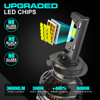 Bombilla LED para Faros Delanteros V32 de Alta Potencia y Brillo, 300W 36000LM, H7, Luz Alta y Baja, Canbus, H1, H4, H7, H11, H13, Hb3, Hb4, 9005, 9006, 9012