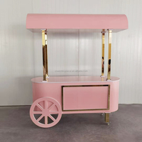 Nouveauté 2021 : chariot à friandises pour fêtes, chariot à fleurs rose pour mariage