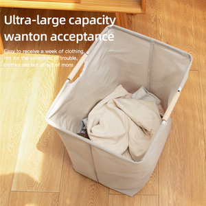 Grand <span class=keywords><strong>panier</strong></span> à vêtements pliable <span class=keywords><strong>en</strong></span> tissu organisateur de stockage de vêtements <span class=keywords><strong>panier</strong></span> à <span class=keywords><strong>linge</strong></span> avec manche <span class=keywords><strong>en</strong></span> <span class=keywords><strong>bois</strong></span> - Product Image 5