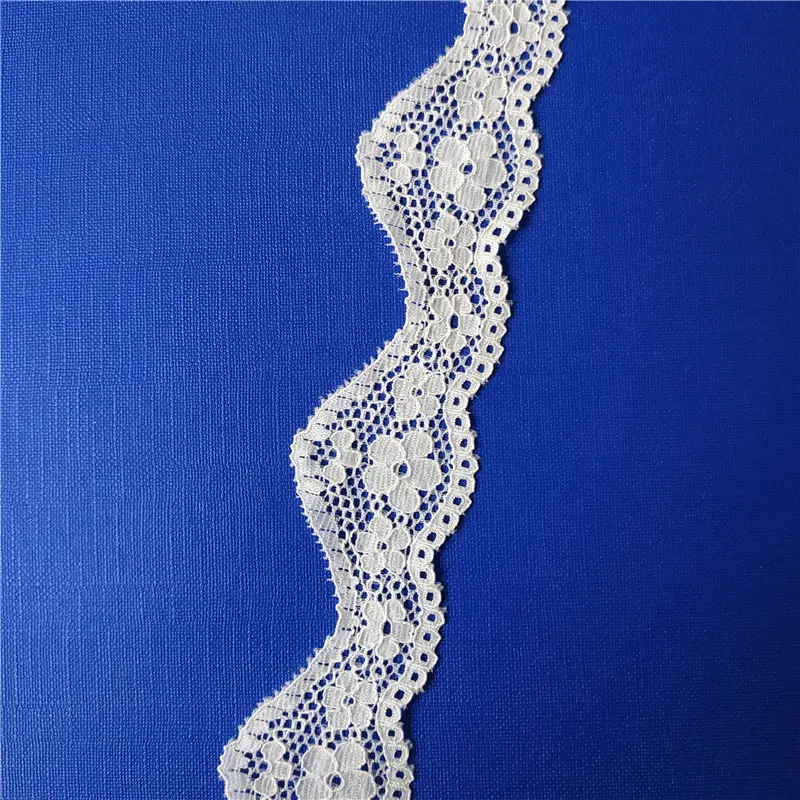 Guangzhou factory wholesale 3.5cm scallop design nylon spandex quality lycra lace trim for lingerie LSHB9222