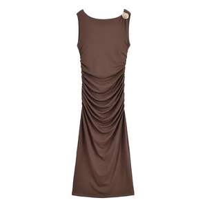 Vestido Midi Casual de Verano para Mujer, sin Mangas, con Espalda Plisada y Abertura, en 3 Colores - Product Image 2