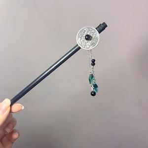 กิ๊บติดผมไม้มะเกลือจีนแบบโบราณ ประดับพู่ห้อย สไตล์เรโทร - Product Image 4