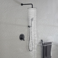 Robinet d'eau chaude et froide à poignée unique, encastré, thermostatique, finition noire mate, en laiton, mitigeur de douche 2 voies