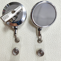 Porte-badge rétractable personnalisé avec grand logo, entièrement en métal, avec clip crocodile, pour bureau, hôpital, école