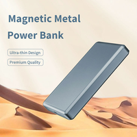 Vente en gros de batteries externes ultra-minces en alliage d'aluminium Li-Polymère haute capacité 10000 mAh, charge rapide sans fil magnétique 15W, Type-C, portables