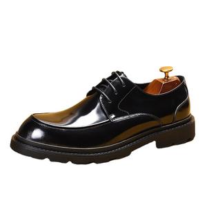 Chaussures Oxford en cuir lisse pour hommes, formelles et décontractées, à bout carré brillant, confortables, antidérapantes, avec massage et désodorisation - Product Image 5