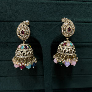 2025 nouvelle Collection élégant en acier inoxydable fête ensembles de bijoux perle broderie Jhumka Bindi vêtements de mariage traditionnels - Product Image 1