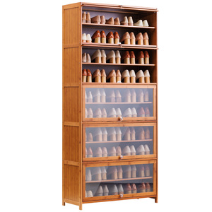 Meuble à chaussures en bambou grande capacité, étagère de rangement peu encombrante pour entrée de maison, balcon, multifonctionnel et démontable - Product Image 5