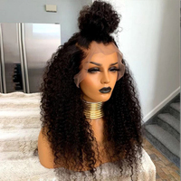 Perruques 360 Full Lace Front sans colle en cheveux humains, style Deep Wave, avec bords crépus 4C, ligne de cheveux naturelle, nœuds blanchis, bouclées, transparentes