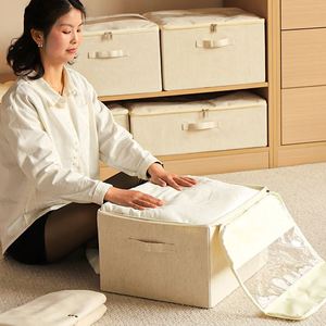 Caja de Almacenamiento de Algodón y Lino, Caja Multifuncional para Clasificar Ropa, Plegable, con Capas, Gran Capacidad, con Tapa - Product Image 1