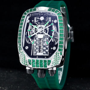 2026 녹색 보석 시계 기계식 엔진 디자인 시계 남성용 자동 무브먼트 럭셔리 남성 시계 - Product Image 2