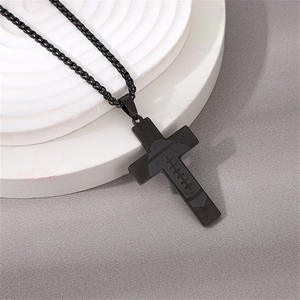 Collier croix pour enfants plaqué or Offre Spéciale avec prière des seigneurs et design football américain bijoux religieux en acier inoxydable - Product Image 4