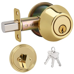 American Style Polished Double Deadbolt Knob Door <strong>Lock</strong> <strong>Key</strong> Operated Cylindrical Design for Bedroom Interior Doors High - Product Image 6