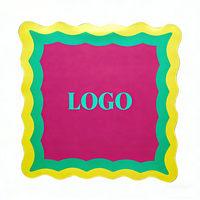 Tapis de mahjong à carreaux avec support en caoutchouc de style américain, logo personnalisé, 31,5 pouces, tapis de mahjong festonné 33 pouces