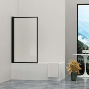 Pantalla de <span class=keywords><strong>ducha</strong></span> de bañera plegable con marco de aluminio, puerta pivotante giratoria de vidrio templado para uso en baño de Hotel - Product Image 2