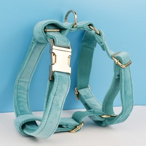 Benutzer definierte Namensschild Türkis Stein Samt Hunde halsband und Leine Set Pet Harness Pop Taschen mit Fliege - Product Image 3