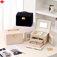 Boîte à bijoux rectangulaire en cuir PU Laire, style européen-américain, motif uni, anti-poussière, pour bracelets et pendentifs