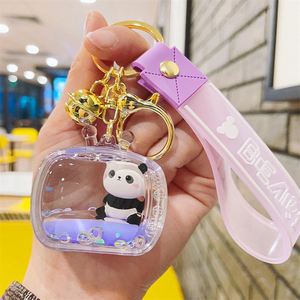 2023 New Cute Acrylic Keyring <b>Key</b> Chain <b>Ring</b> Oil Floating Little Bear Bubble Boba Quicksand Milk Tea Cup Liquid Keychain - Product Image 3