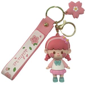 Nuevo Llavero 3D de Dibujos Animados 2025, Lindo, de PVC, Recargable, Ecológico, con Diseño de Niña con Cola de Caballo y Falda Rosa, Muñeca Sakura - Product Image 4