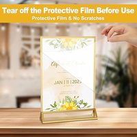Lot de 12 supports de table pliables en acrylique transparent moderne 5 x 7, double face, dorés, antidérapants, pour cadres photo et présentoirs