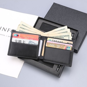 Genuine Leather Men's Gift Set <b>RFID</b>-enabled Short <b>Wallet</b> with Open Closure Keychain and Pen for Men - Product Image 5
