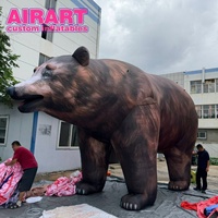 Ours brun gonflable imprimé en fourrure HD, mascotte géante réaliste pour exposition sur le thème de la faune, décoration animale forestière