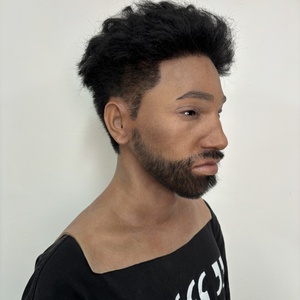 Masque en silicone avec cheveux, masque facial humain grandeur nature, pour travestis et spectacles |   Prise en charge de la personnalisation photo - Product Image 3