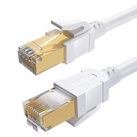 Kabel Patch Cord Keystone RJ45 Cat8 Pabrik OEM, Kabel Jaringan U/FTP Berpelindung Ganda, Kawat LAN Ethernet Tembaga Murni