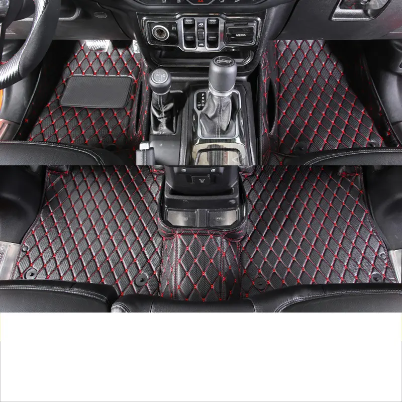 leather car floor mats for jeep wrangler JL 2018 2019 2020 parts accessories rubicon 4th sahara interior foot cover