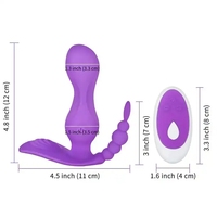 Fernbedienbarer Tragbarer Slip-Vibrator 10 Frequenzen Klitoris G-Punkt Anal Dreifach-Stimulation Doppelmotor IPX6 Wasserdicht
