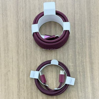 Kabel USB C ke USB C 60W PD Cherry Red Nylon Braided Fast Charging Cord dengan Konektor Aluminium Alloy untuk Perangkat Seluler iPhone 18