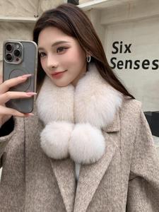 Écharpe en fourrure véritable blanche <span class=keywords><strong>Fox</strong></span> Feather Light, élégante et confortable, pour les soirées au théâtre, pour femmes - Product Image 3