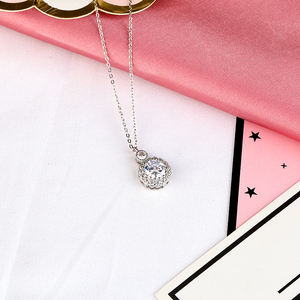 Collier pendentif rond en argent sterling 925 avec <span class=keywords><strong>halo</strong></span> de zircon cubique pour femme, cadeau de bijoux, anniversaire, Saint-Valentin - Product Image 6