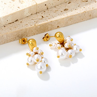 Anting-anting Grosir Stainless Steel untuk Wanita, Koleksi Anting Tusuk dan Anting Gantung dengan Zirkonia Kubik, Mutiara, Salib, Bunga, dan Cangkang