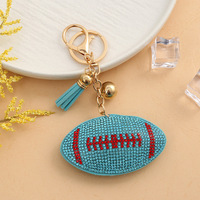 Cadeaux promotionnels : Porte-clés de rugby en strass avec pendentif pompon, diverses couleurs, cadeaux de football, accessoires de sac