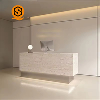 Bureau d'accueil Shinestone de style moderne en surface solide, finition polie, pour salons et espaces intérieurs en fibre de verre