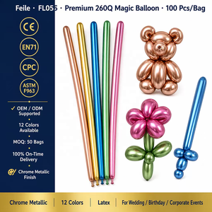 Palloncini Modellabili Feile 260Q Cromati Lucidi, 100 Pezzi/Sacchetto, in Lattice Naturale, Lunghi per Decorazioni Fai-da-Te e Feste - Product Image 2