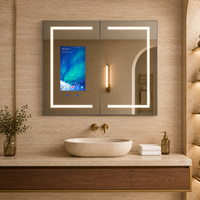 Armoire de salle de bain intelligente avec écran tactile, éclairage LED, double porte et rangement pour hôtel, maison et appartement