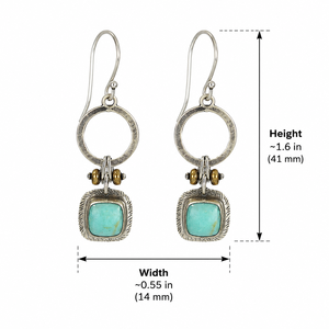 Orecchini Pendenti Vintage Blu-Verde Quadrati Stile Artigianale Gioielli di Moda per Donne - Product Image 5