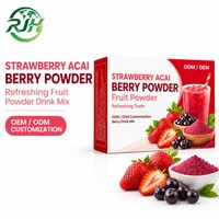 Poudre de café aromatisée à la fraise et à l'açaï OEM/ODM, mélange de café aux fruits personnalisé, goût rafraîchissant pour les boissons