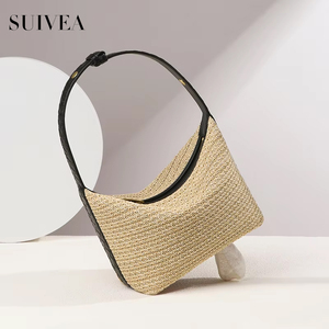 Niche Design français élégant cent nouvelle mode femmes sac paille sac à main boîte à lunch sac épaule aisselle vacances sac de plage - Product Image 5