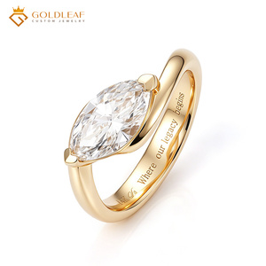 Bague de mariage pour femme en or plaqué 14 carats, diamant de laboratoire taille marquise D VVS1 VS2, personnalisée par Goldleafgem - Product Image 2