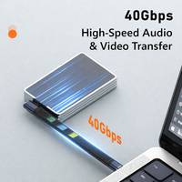 Kabel USB4.0 90 Derajat Thunderbolt3 Elbow USB C 40Gbps Kabel Tipe C Sudut Thunderbolt 4 untuk SSD Laptop Macbook Konektor Elbow
